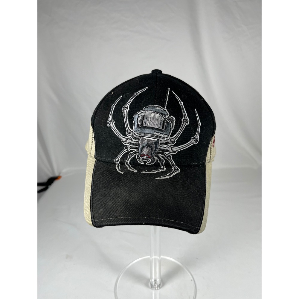 Spiderwire Fishing Hat Outdoor Cap Black Tan Embroidered Spider Adjustable Strap